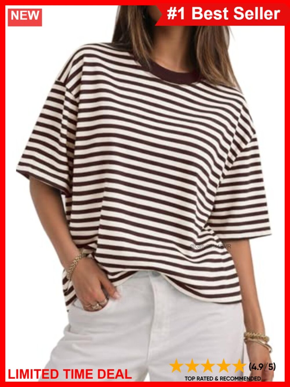 Womens Oversized Striped T Shirt Short Sleeve Crewneck Y2K Summer Tee